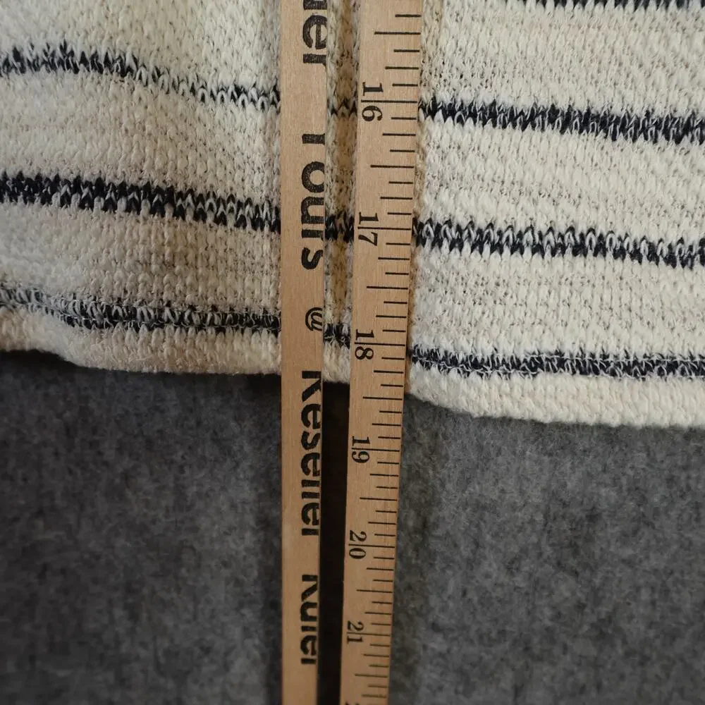 Madewell Top Womens Extra Small Puff Sleeve V-Neck Striped Knit White Blue‎